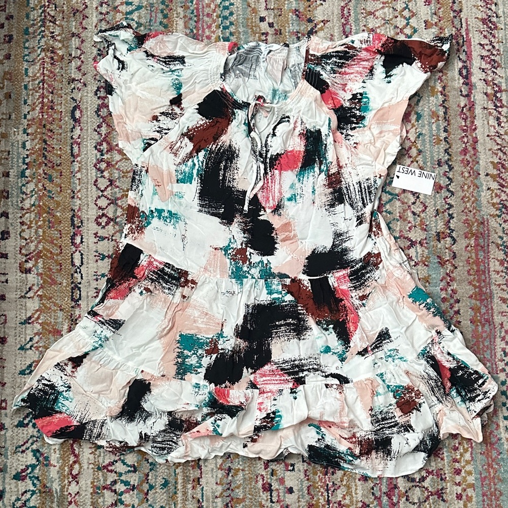 New Nine West Multicolor Brushstroke Dress